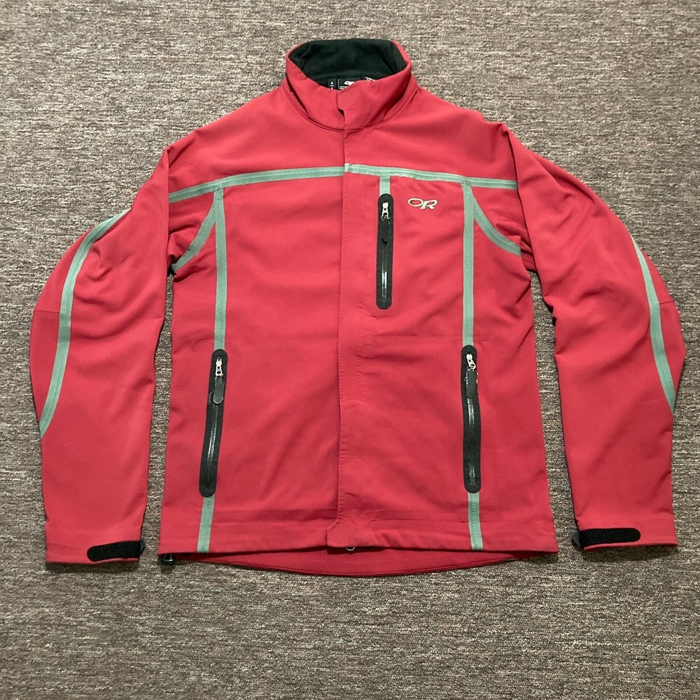 Outdoor Research Men's Small Red Jacket Full Zip Soft Shell Nylon Pockets Logo